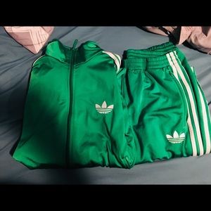 Adidas track suit green large
